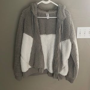 Soft Sherpa gray and white coat